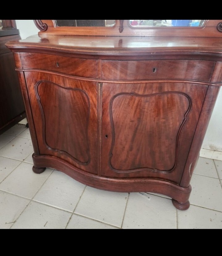Antique HANDMADE Chiffonier Sideboard W Carvings, Shelves, Concealed Pullouts