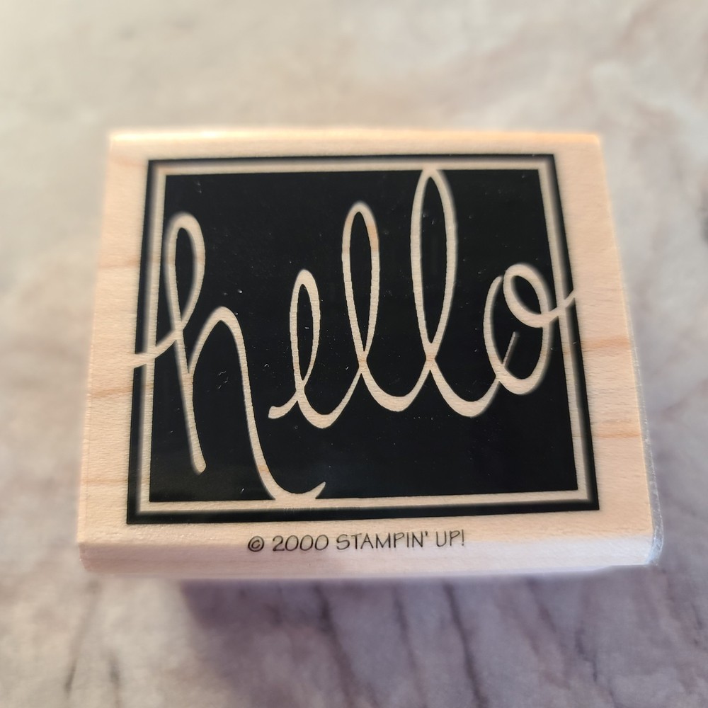 "Hello" Rubber Stamp  Basic Script Design by Stampin Up Vivid Greetings 2000