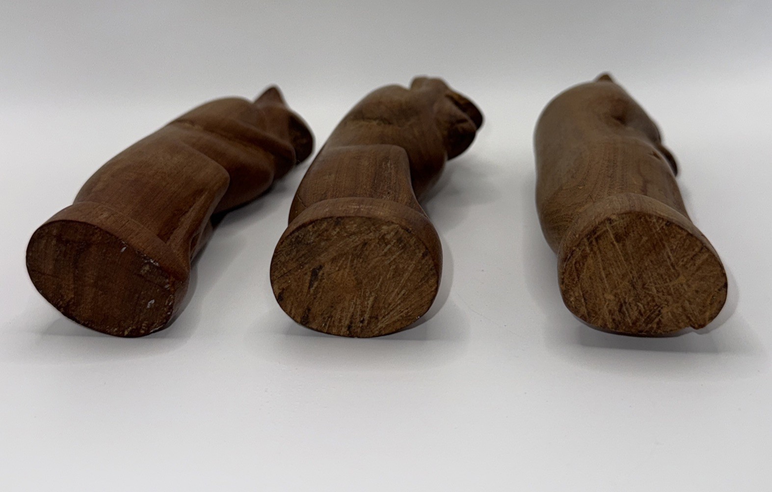 Vintage Carved African Iroko Wood See Hear Speak No Evil Monkeys