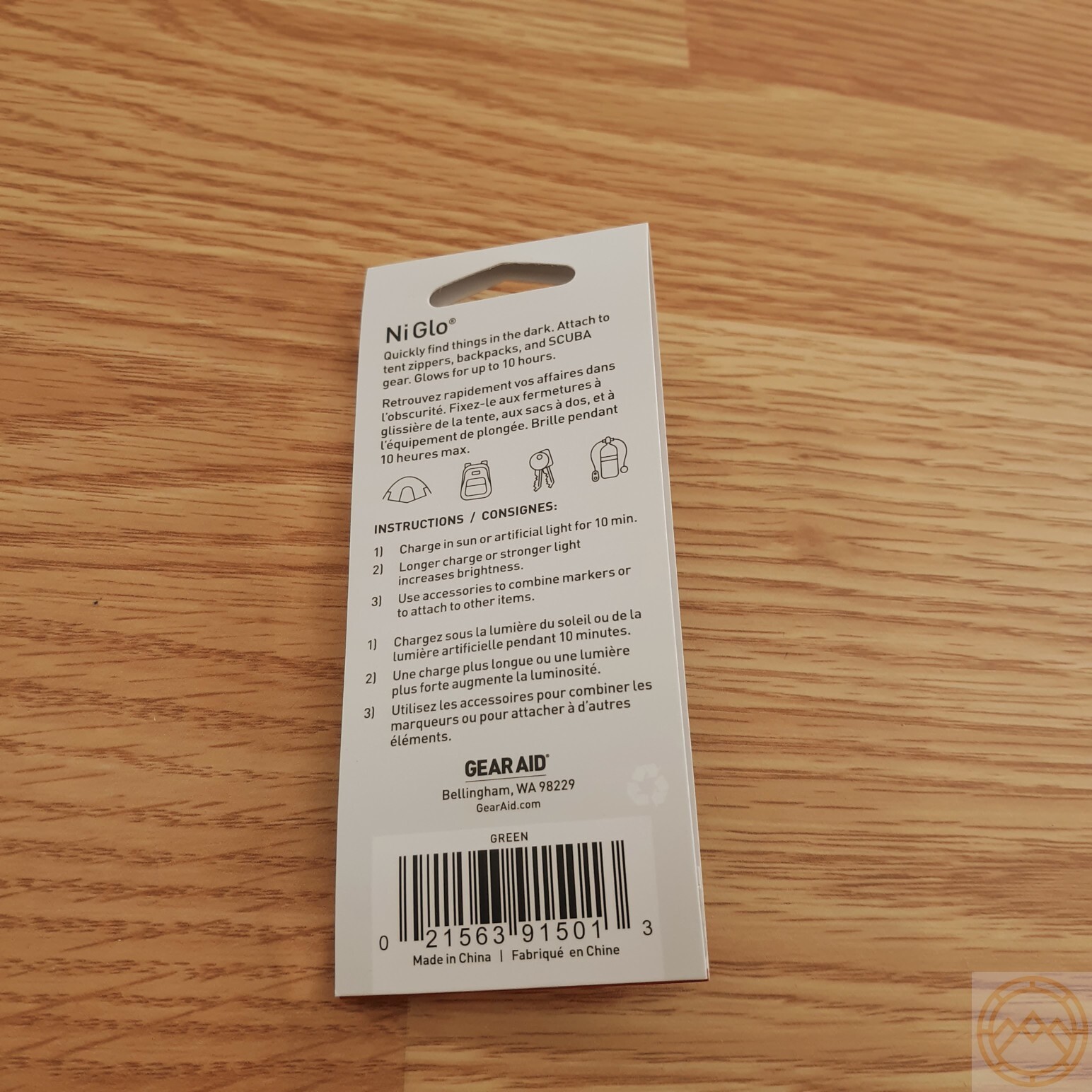 Ni-Glo Solar Gear Marker Dragon Green Recharges By Sun or Light Source Keychain