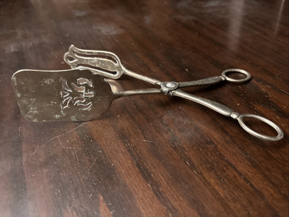 Vintage Silver Plated Leonard All Purpose Tongs Sandwich Italy Needs Polished