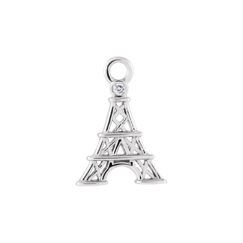 14K Solid Gold Petite Pavé™ .006 CT Natural Diamond Eiffel Tower Dangle