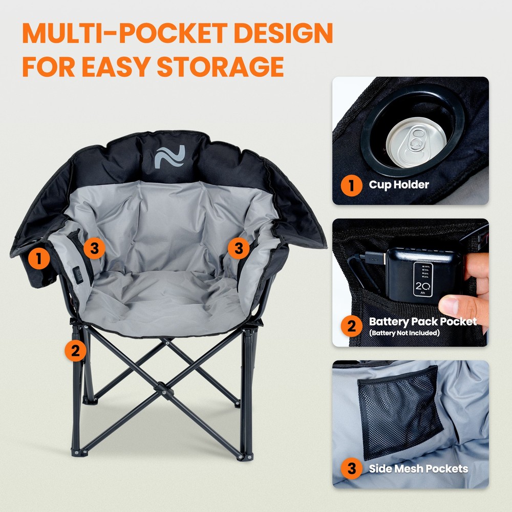 XL Camping Chair with Heating - 3 Modes & Massage Function