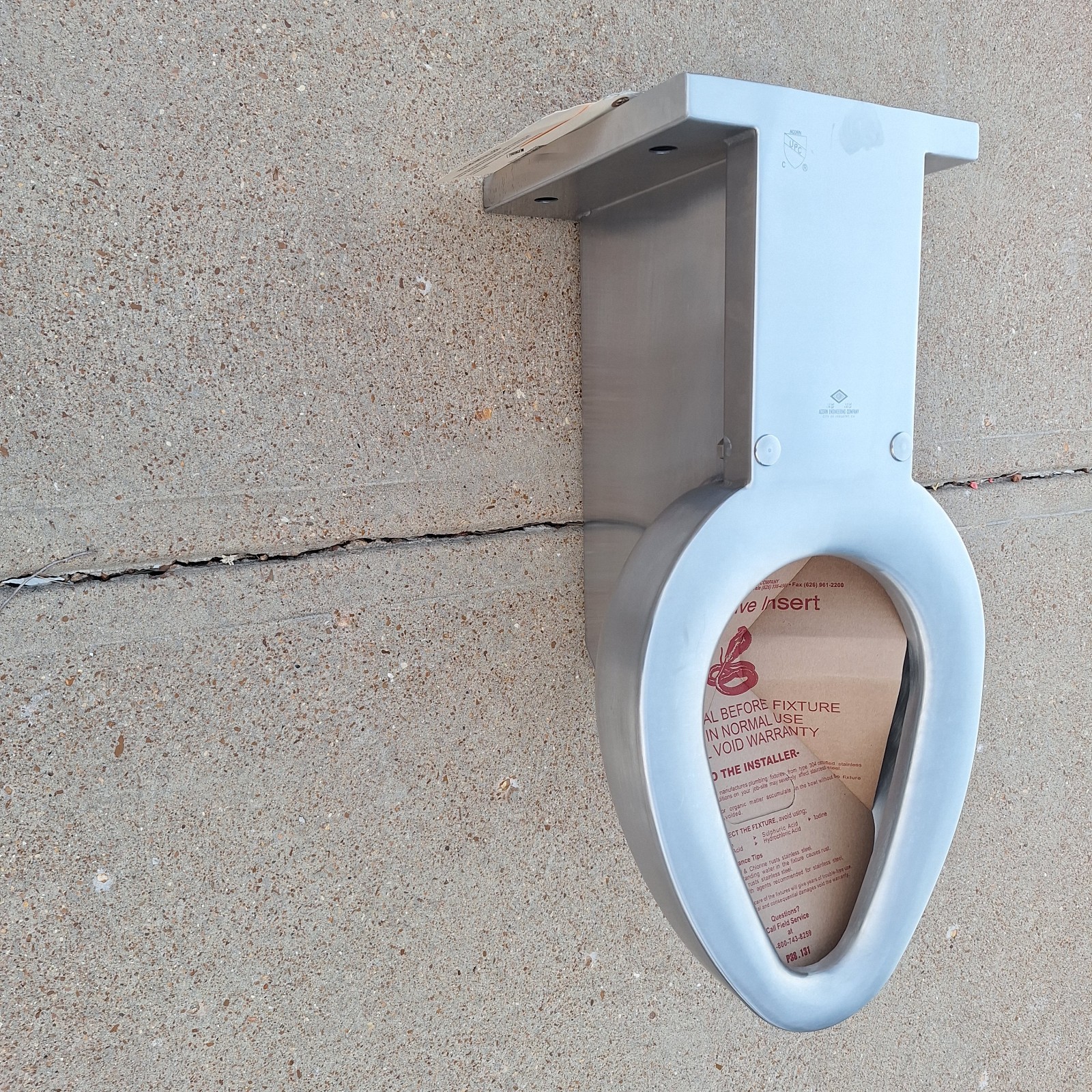 Acorn Controls Prison Toilet R2105-W-1 Toilet, Wall, Satin, Stainless Steel, ADA