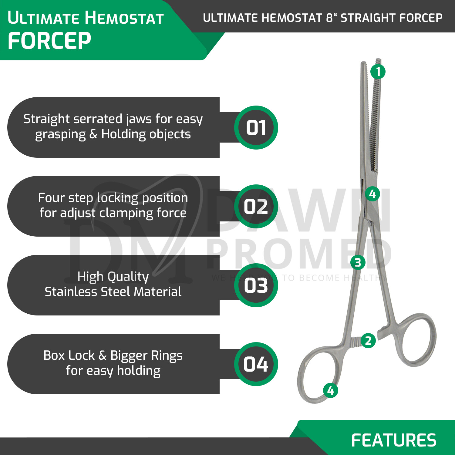 2Pcs Set 8" + 10" Straight Hemostat Forceps Locking Clamp Fishing Plier German G