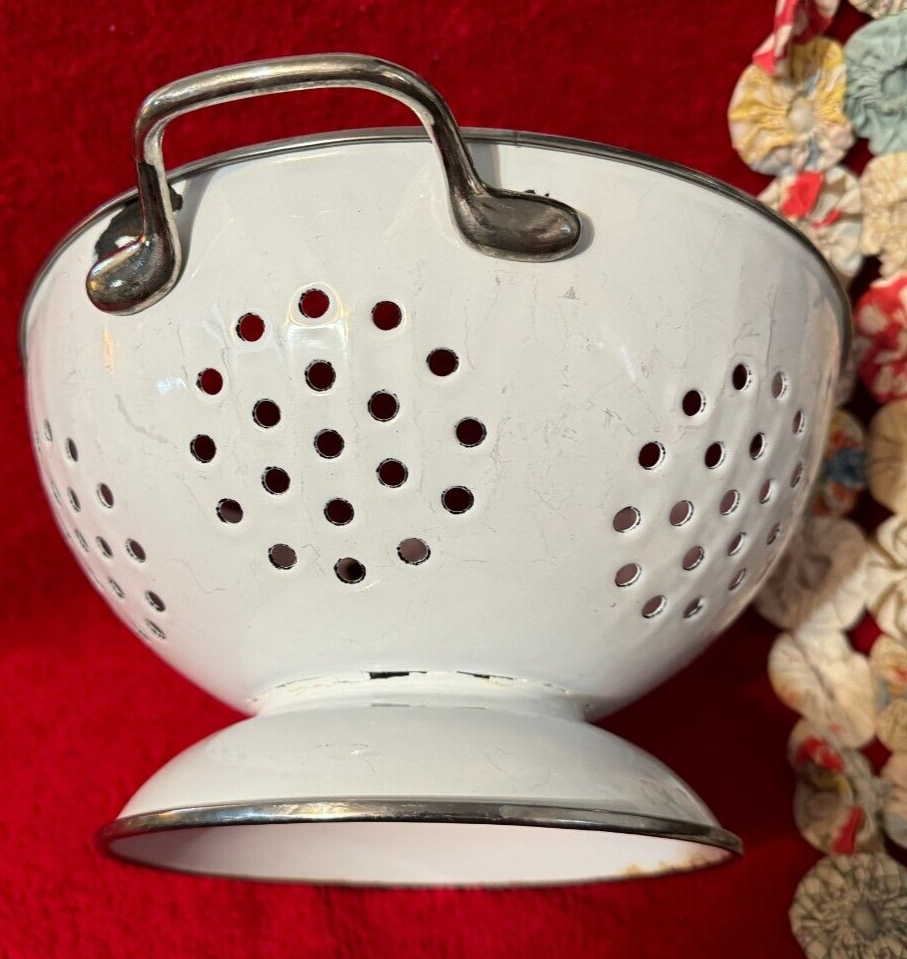 White Enamel Colander