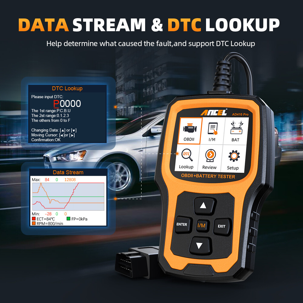 ANCEL AD410 PRO Battery Tester OBD2 Scanner Auto Code Reader Diagnostic Tool