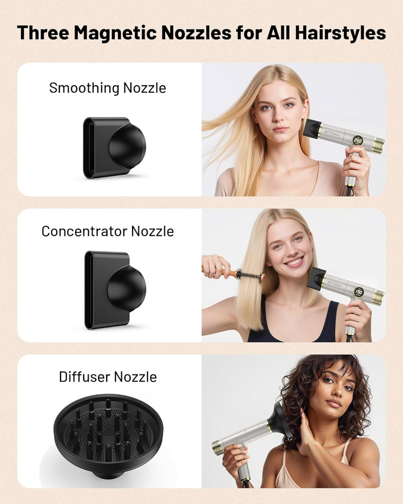 2000W Infrared Ionic Hair Dryer with Diffuser - Fast & Travel-Friendly