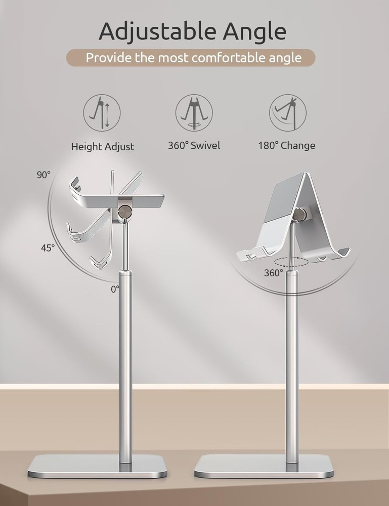 Tablet Stand Height Angle Adjustable, Eye-Level Desktop iPad Stands Tablet Ho...