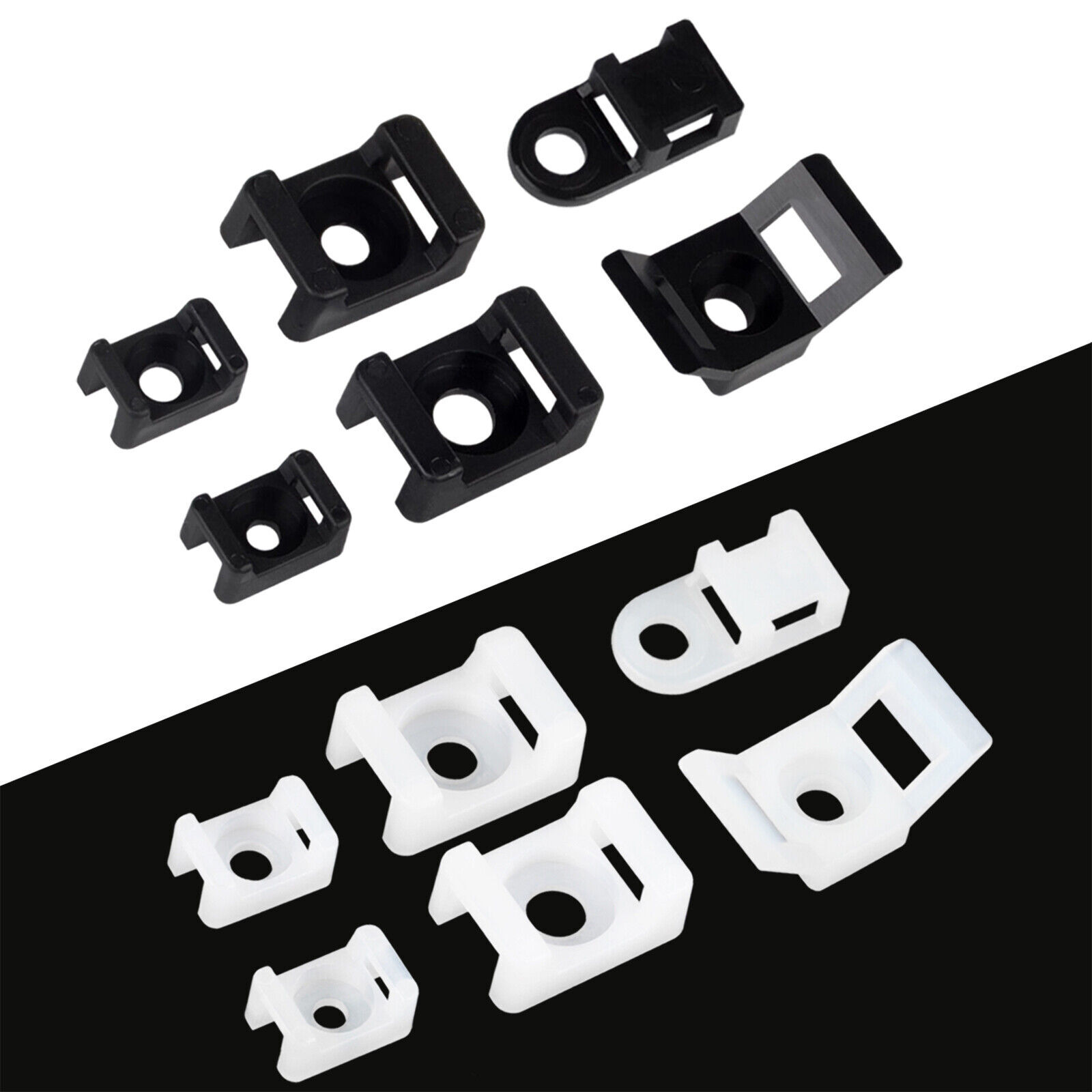 Cable Tie Mounting Base Mount Saddle Type Wire Holder  - Black or White