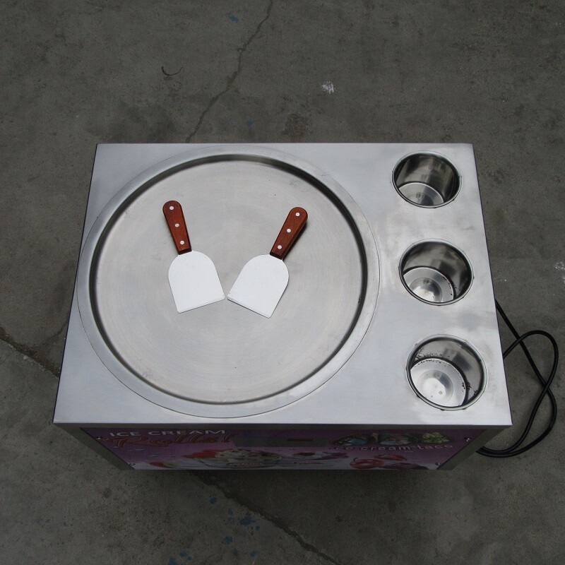 110V Countertop 45cm (18") single round pan with 3 tanks fried ice cream machine
