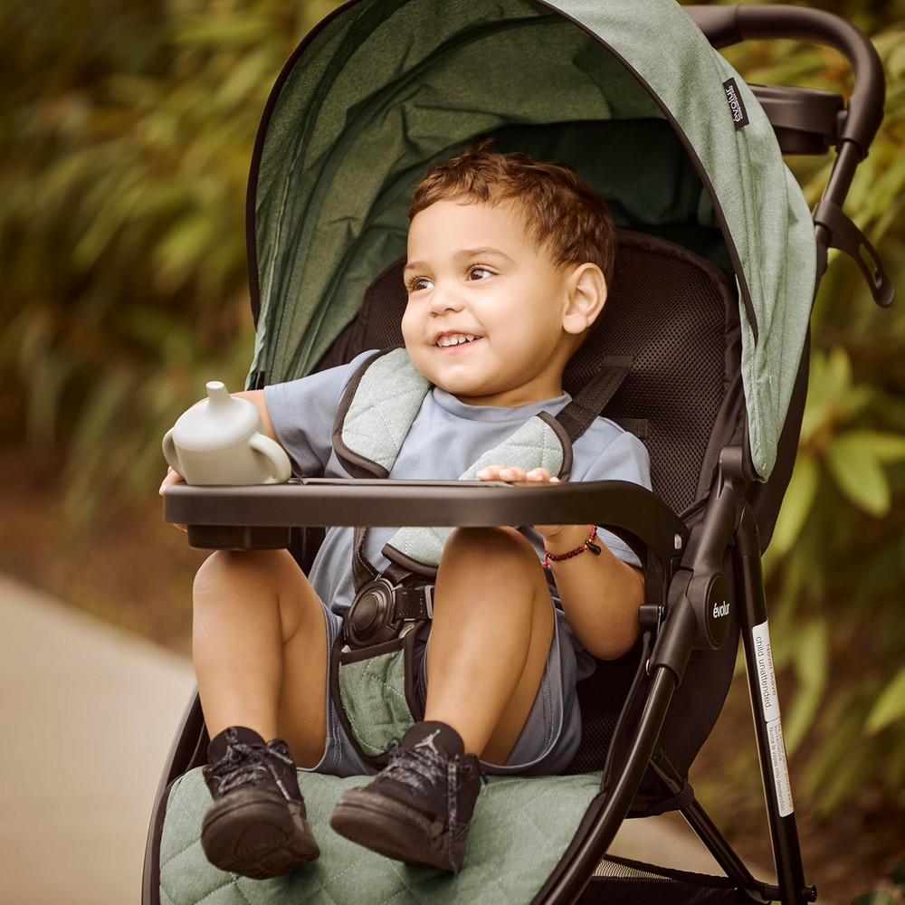 Breeze Stroller in Green, Adjustable Backrest & Canopy, Compact Fold Lightweight