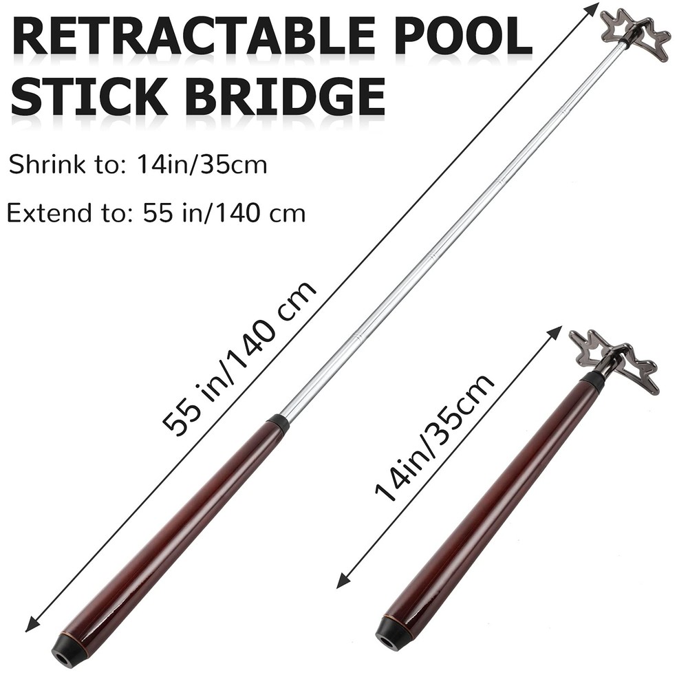 Sumind Retractable Pool Bridge Stick - Adjustable Billiards Cue Brown