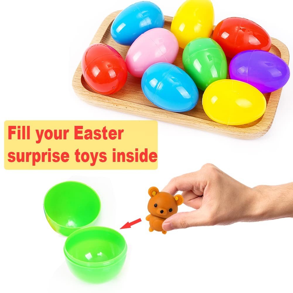 150PCS Plastic Easter Eggs, 2.4" Empty Eggs Fillable, Colorful Bright Egg Bul...