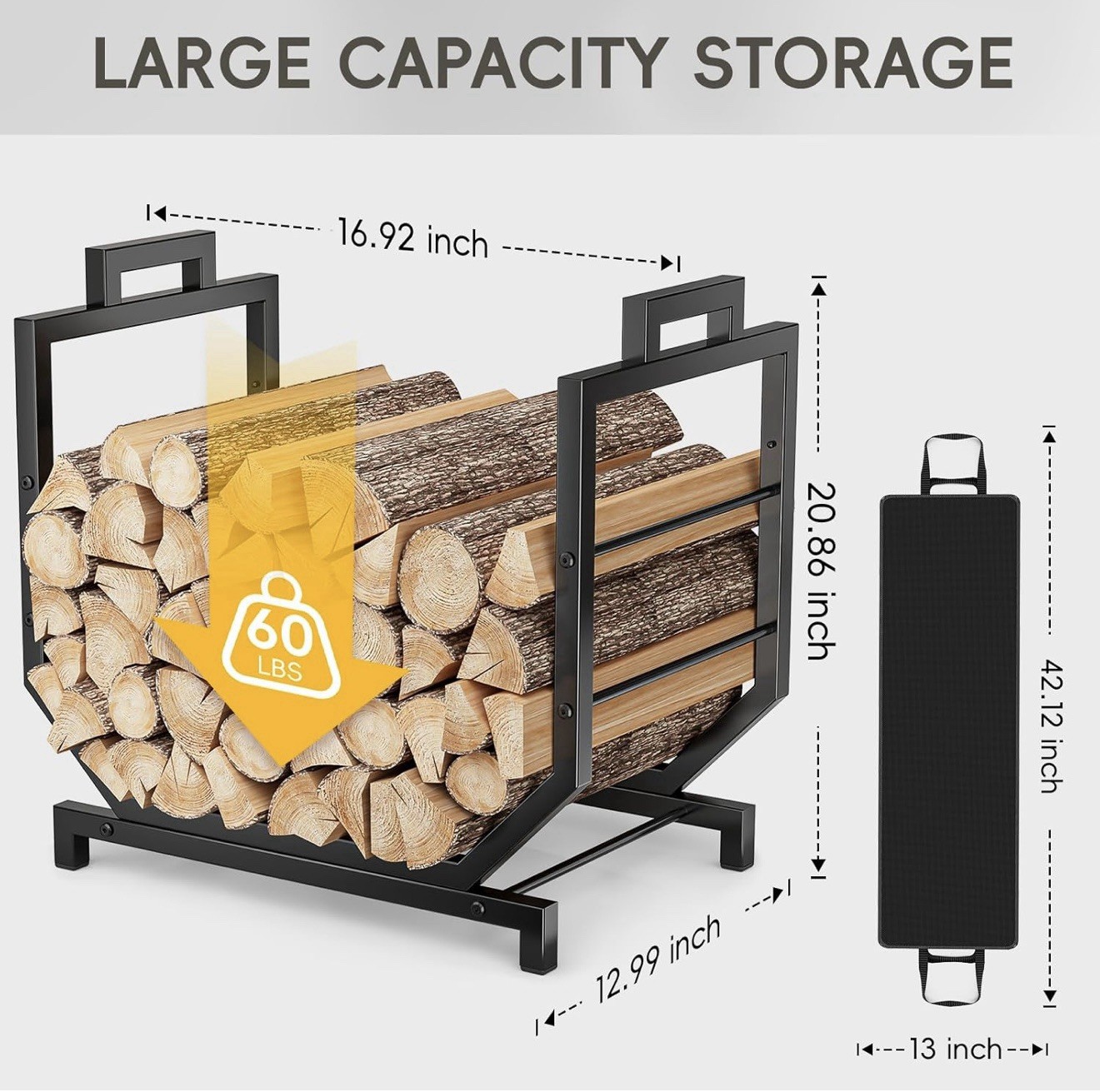 Kcysta Firewood Rack Outdoor Indoor with Firewood Carrier 17x13x21H