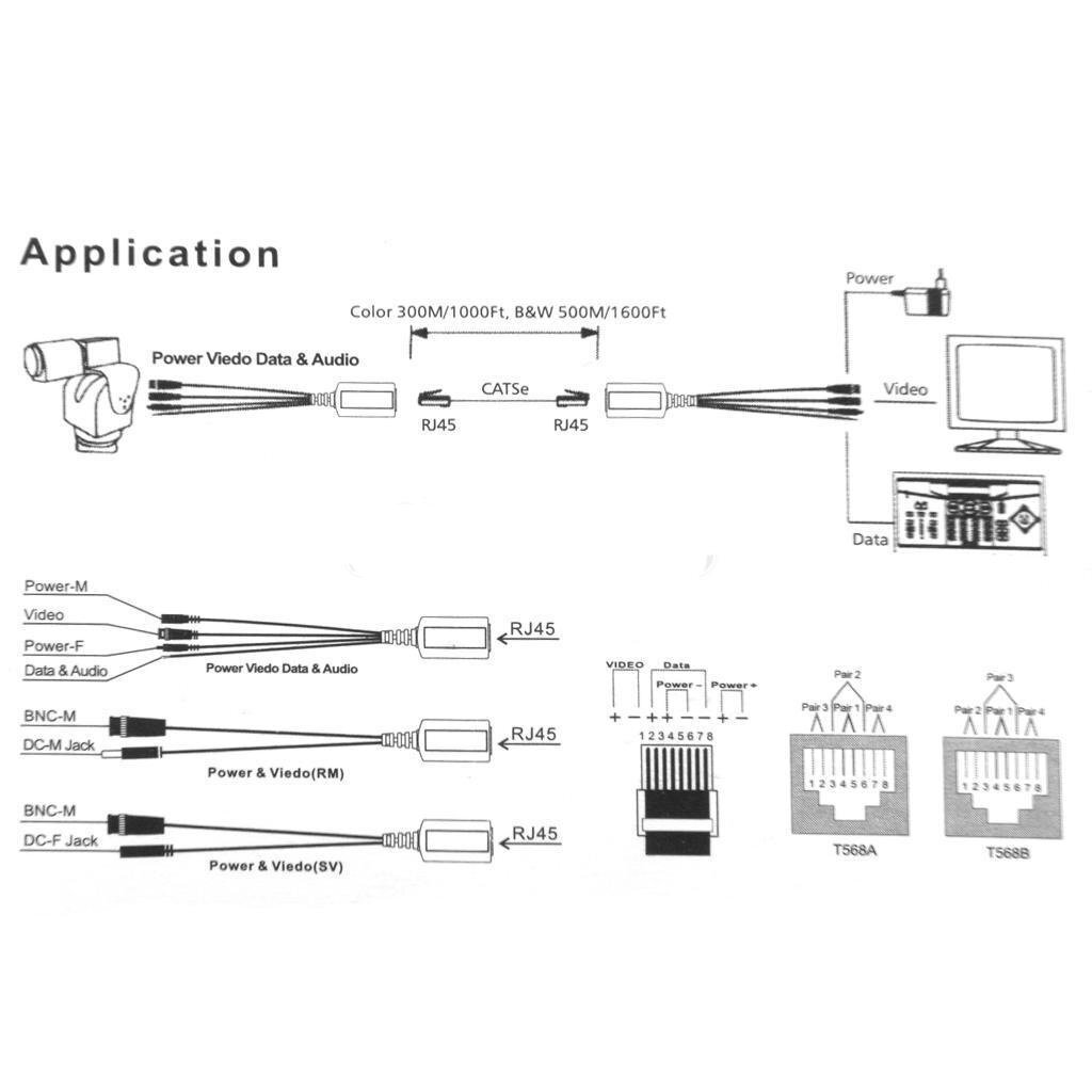 10PC CCTV Coax BNC Video & Power Balun Transceiver to CAT5e 6 RJ45 Connector9VKs