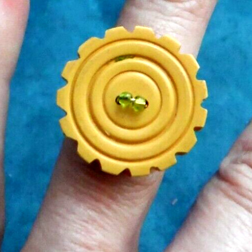 Vintage Bakelite cracker button upcycled art ring