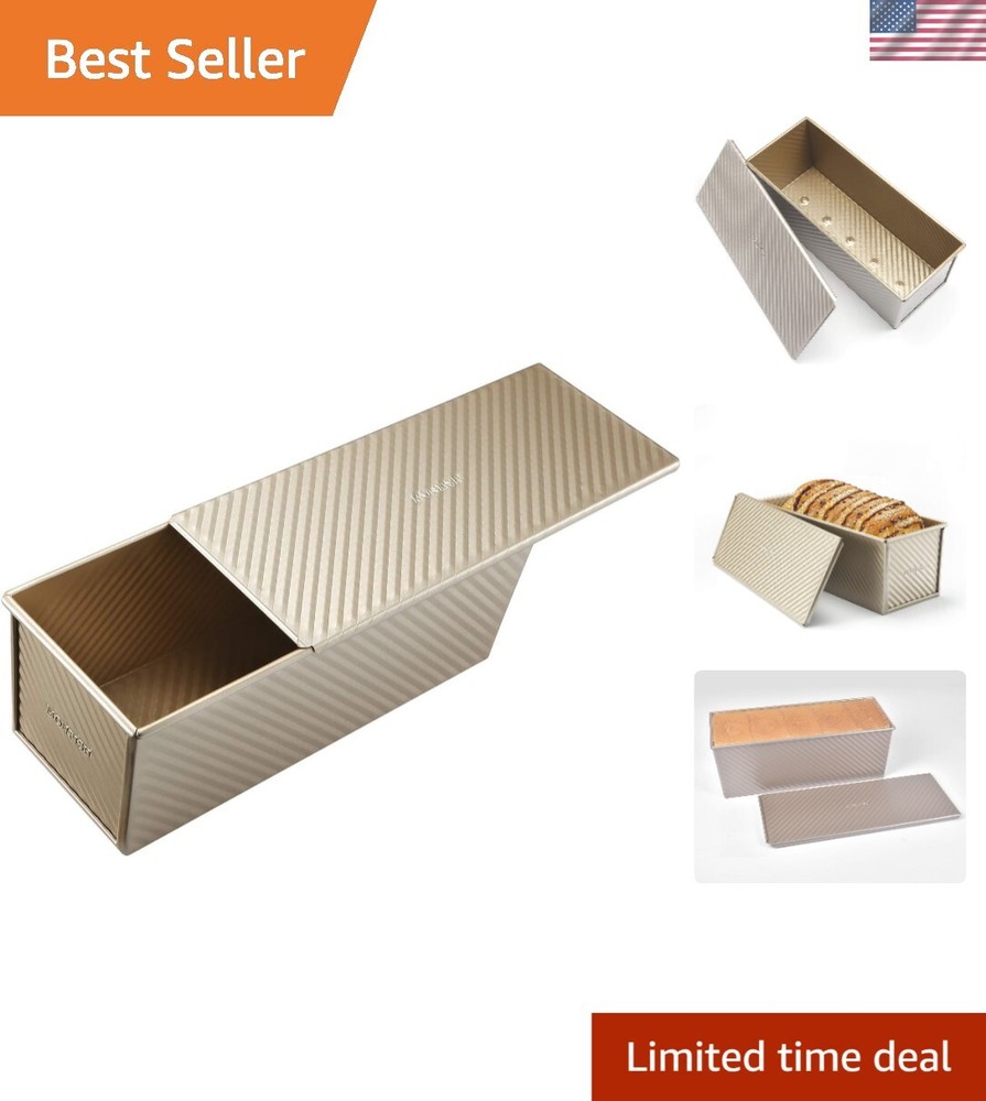 Extra Large Pullman Loaf Pan with Lid - Commercial Grade Non-Stick Bakeware