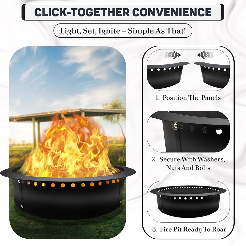 FEBTECH Smokeless Firepit Ring 45" OD & 39" ID for Outdoor Fire pits