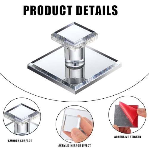 6 Pcs Stick on Knobs Adhesive Cabinet Handles Acrylic Mirror Pull Handles