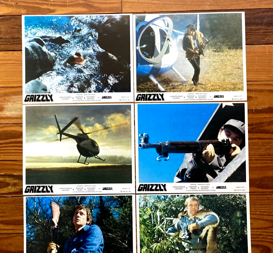 GRIZZLY Original Movie Lobby Card Set Man Eating Bear Horror Thriller Hunting