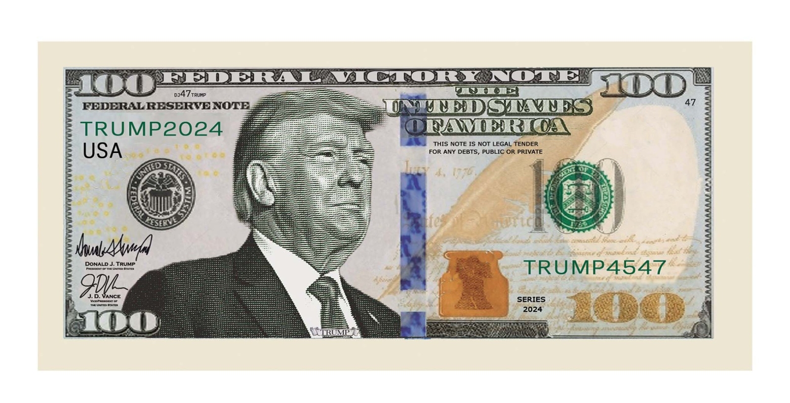 100 TOTAL - Donald Trump Presidential MAGA Century Dollars Novelty Money Bills