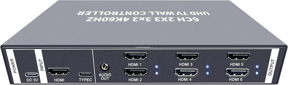 4K60 Video Wall Controller 6 HDMI Outputs 2x3 / 3x2 / 2x2 Multi-Screen Processor