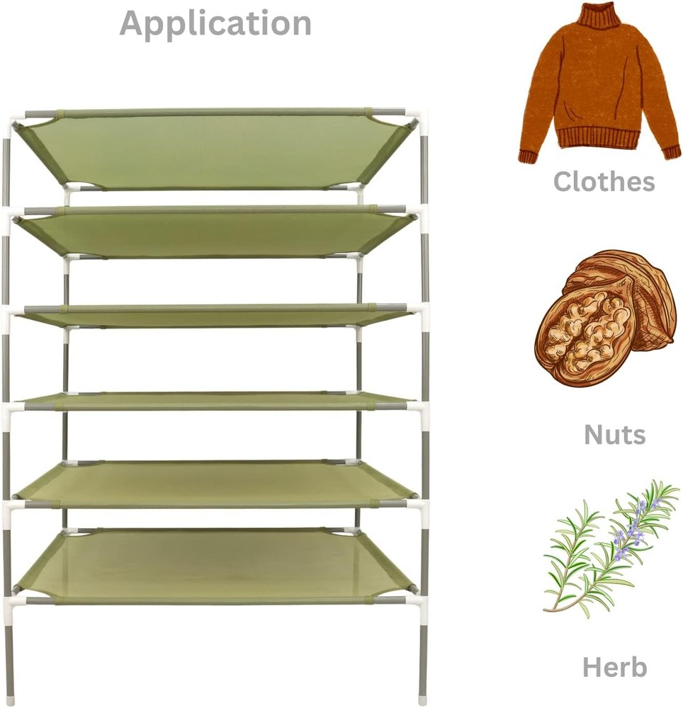 Sweater Drying Rack,6-Layer Flat DryingRack Stackable Mesh Fabric Clothes Drying