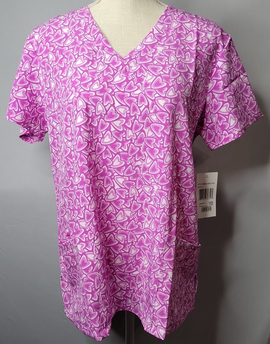 Samantha Mara 4 Way Stretch Purple Hearts Scrub Set Style: C-6800-C1 FreeShippin