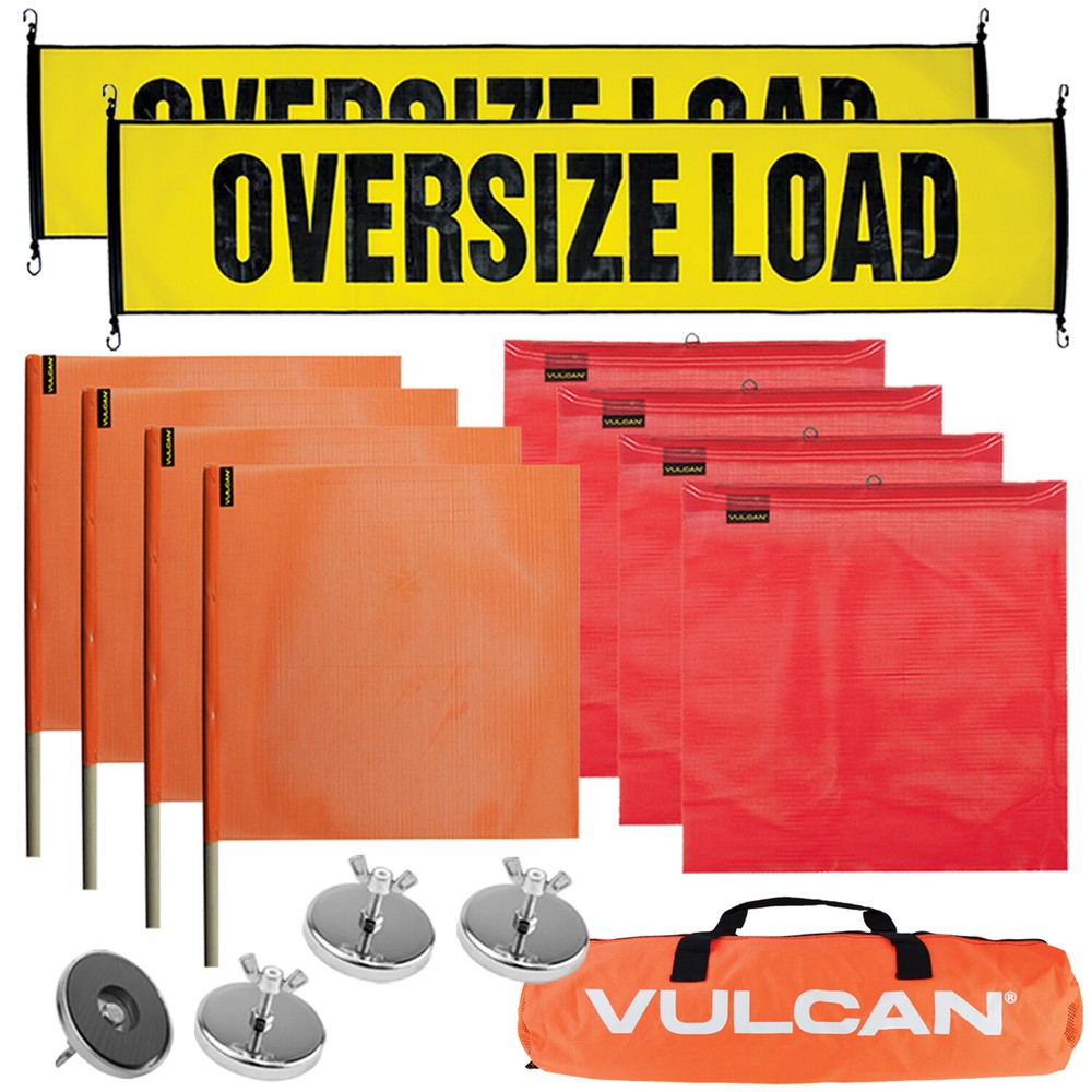 VULCAN Large Oversize Load Flags, Oversize Load Banners, & Magnets Kit