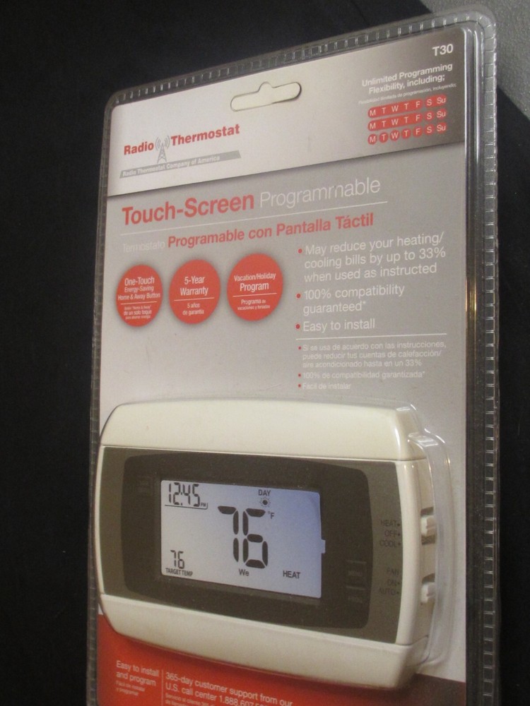 T30 Radio Thermostat Touchscreen Programable New Sealed