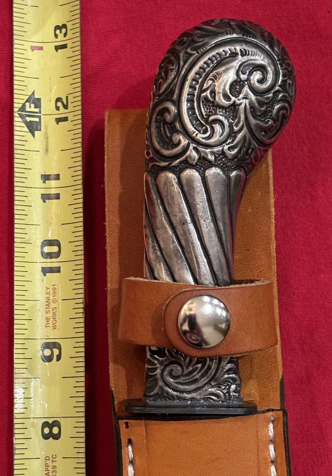 ANTIQUE SWORD HANDLE & USA FILE TO A THEATER KNIFE - NEW SHEATH