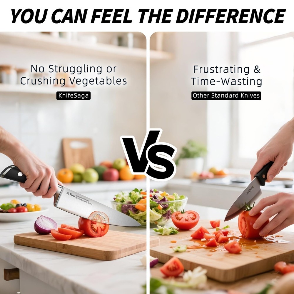 Slice Through Anything Effortlessly - 15 Pc Kitchen Knife Set With Block