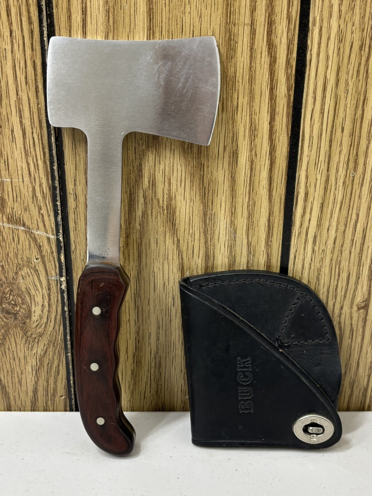 Vintage Buck 106 Hatchet Hunter Axe with Original Sheath, Used