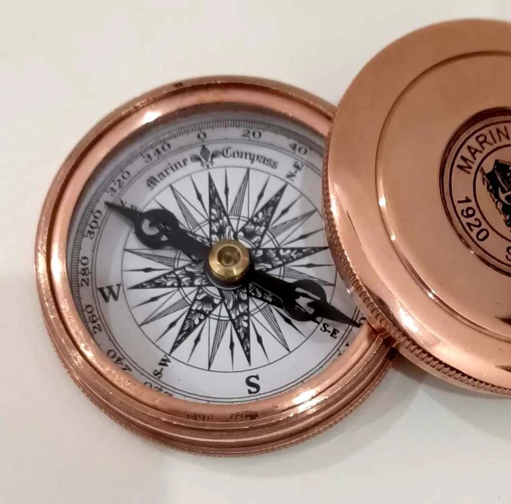 Marine Copper Pocket Compass: Working Brass Nautical Compass