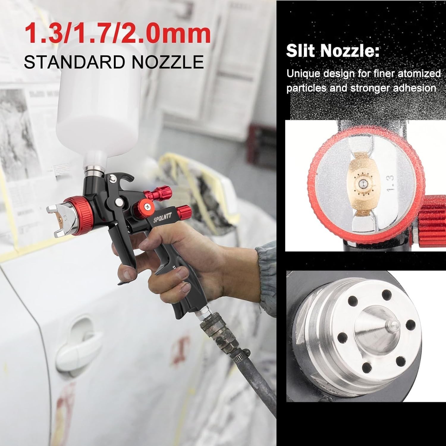 HVLP Air Spray Gun Kit Automotive Paint Nozzle Set 600ml Aluminum