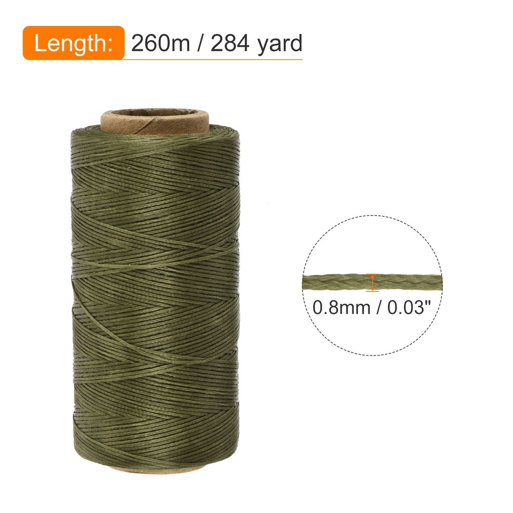 284 Yard 0.8mm 150D Flat Waxed Thread Polyester, Dark Green
