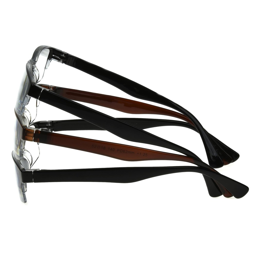 Foster Grant Men's Pete Rectangular Reading Glasses, Black and Brown, 3 Pack,...