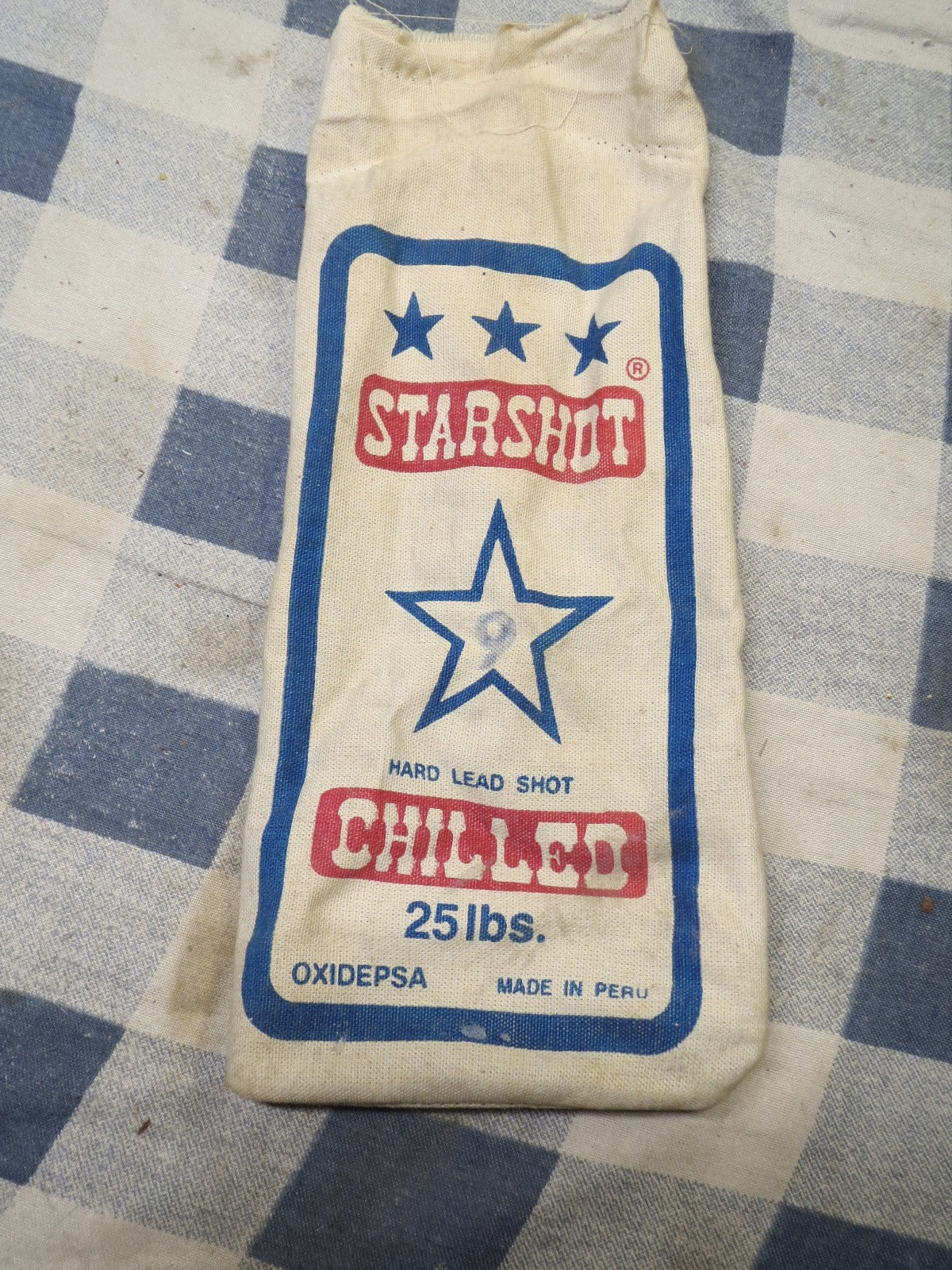 Vintage Sturdy Canvas STARSHOT Brand Chilled #9 Lead Shot Bag EMPTY !