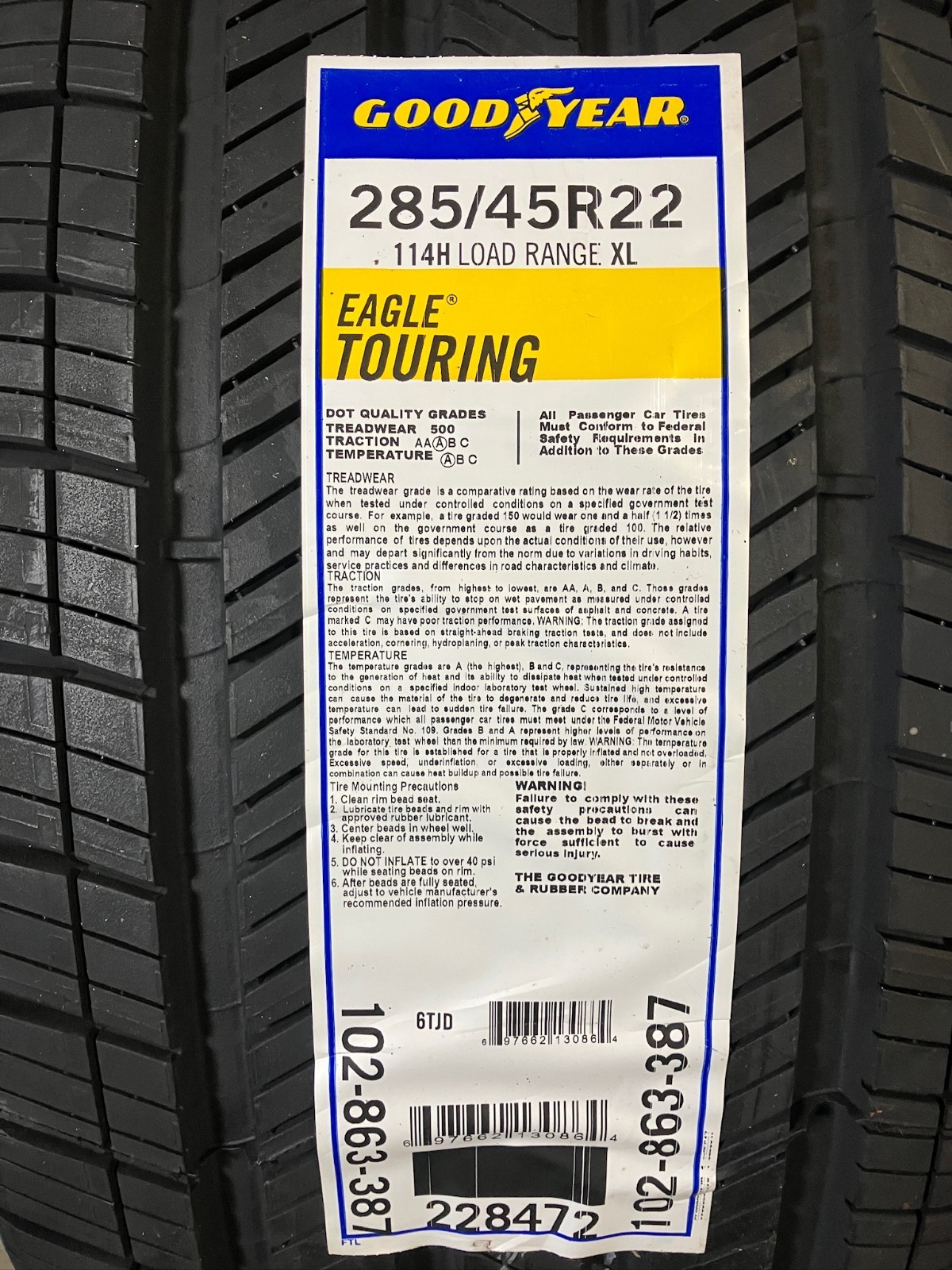 4 New 285 45 22 Goodyear Eagle Touring All Season Tires