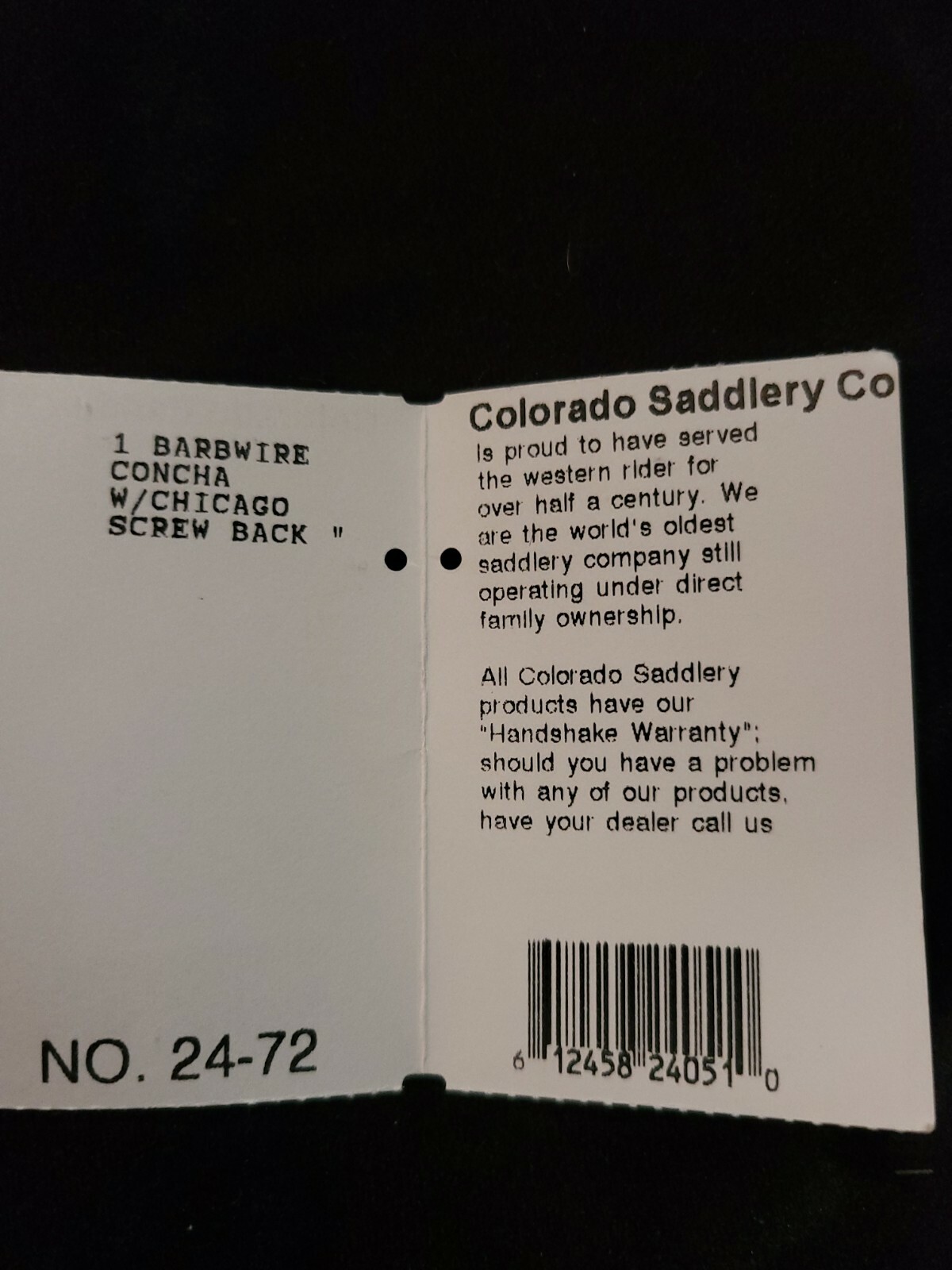 Colorado Saddlery 1 in Barbwire w longhorn Concho 1 New.