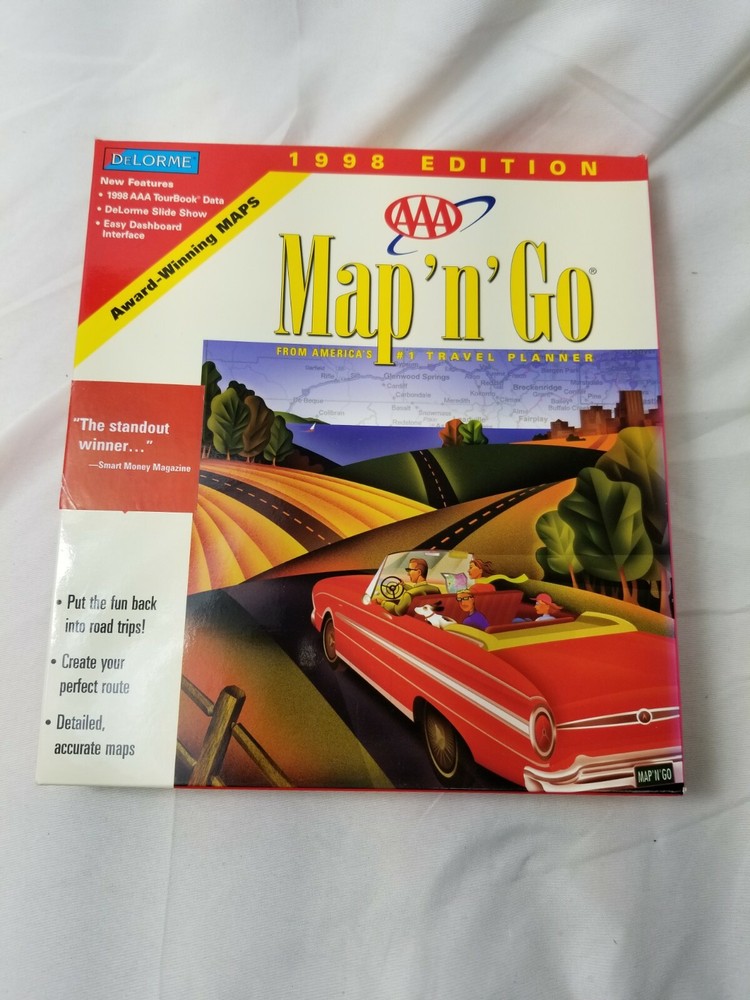 DeLORME AAA MAP N GO Maps PC BIG BOX 1998 win95 computer