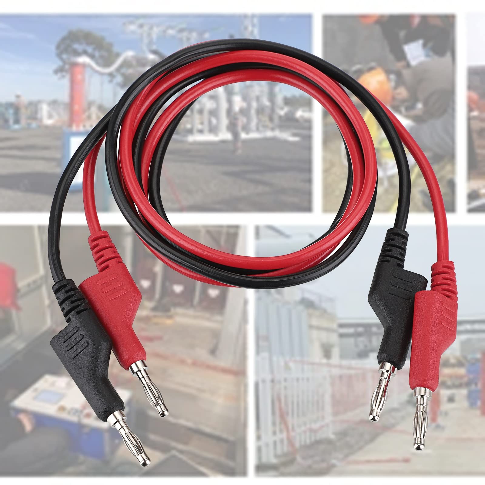 2Pcs Banana to Banana Plug Test Leads - Stackable 4MM Banana Plug Test Cables...