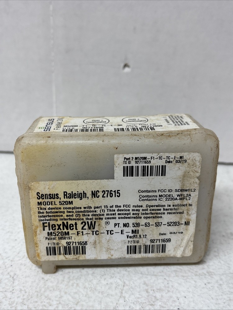 Sensus FlexNet 2W M520M-F1-TC-TC-E-MI Panel Meter Reader Touchread Transceiver