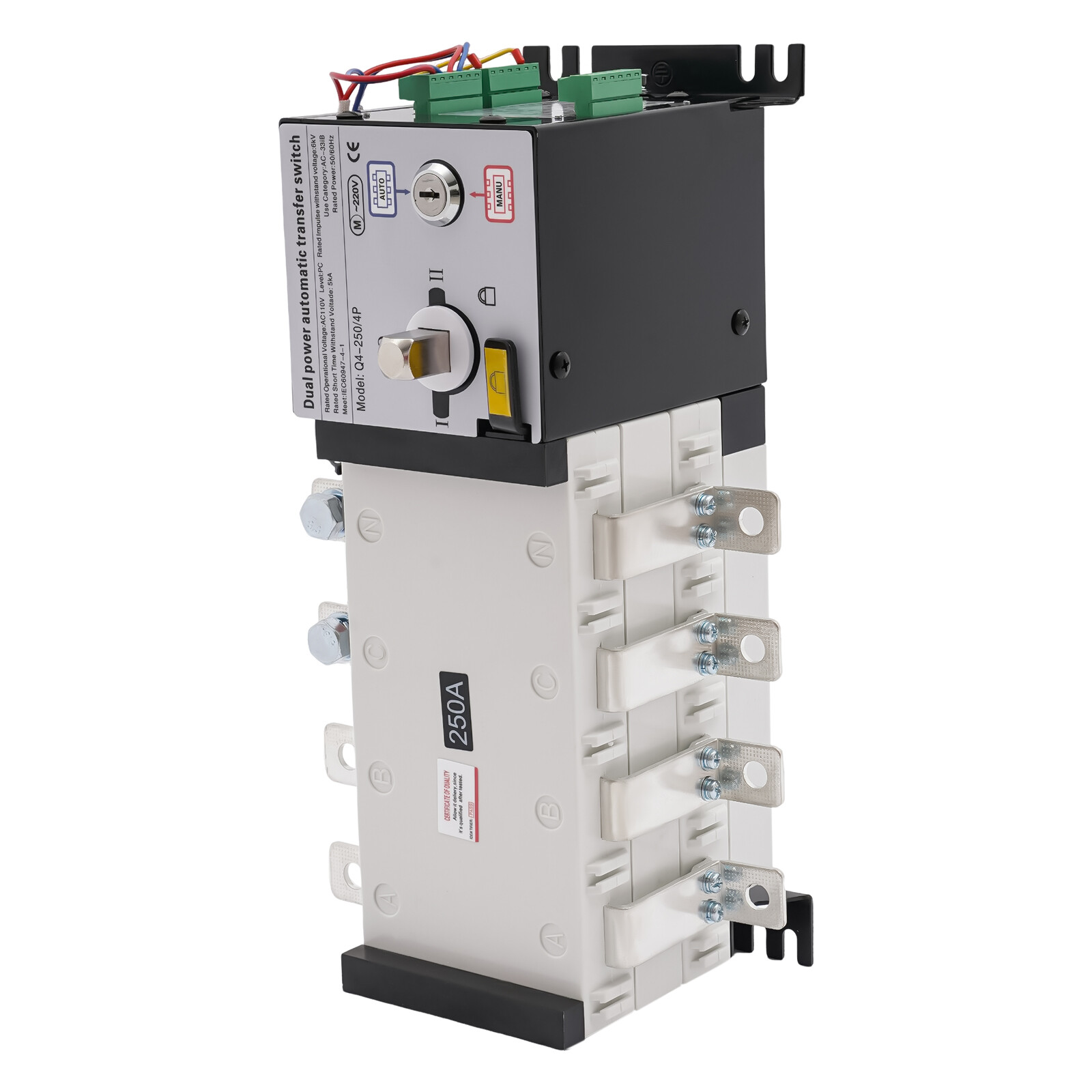 4P 250A Dual Power Automatic Transfer Switch 3 Phase Circuit Breaker Changeover