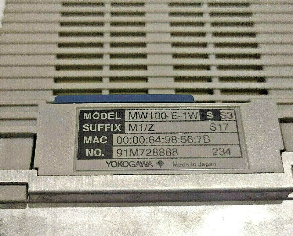 Yokogawa MW100-E-1W S2 Data Acquisition Unit Model MW100