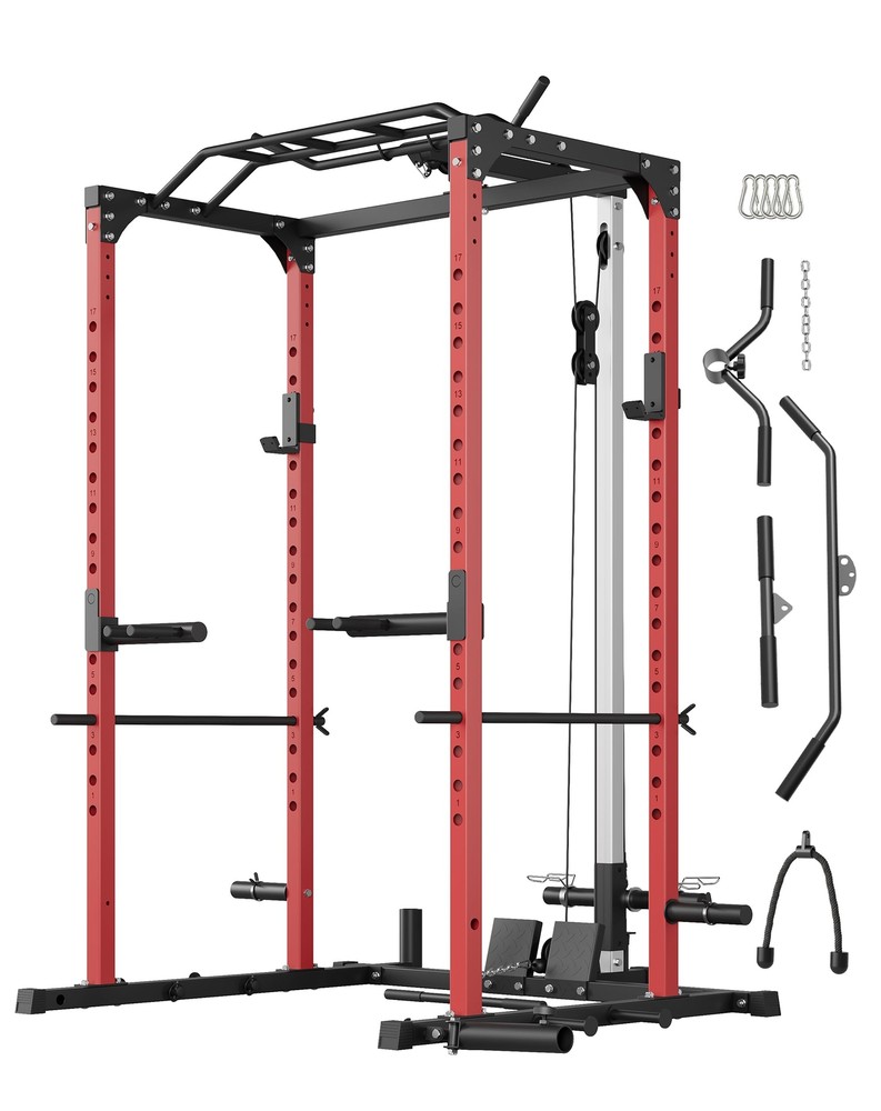 1200lbs Power Cage Multi-Function Squat Rack w/Pulley System Power Rack Training