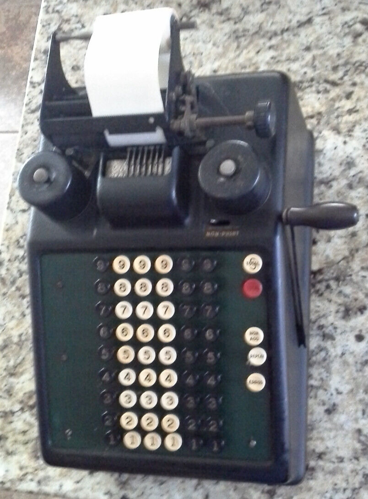 Burroughs Portable Green Top Adding Machine VINTAGE