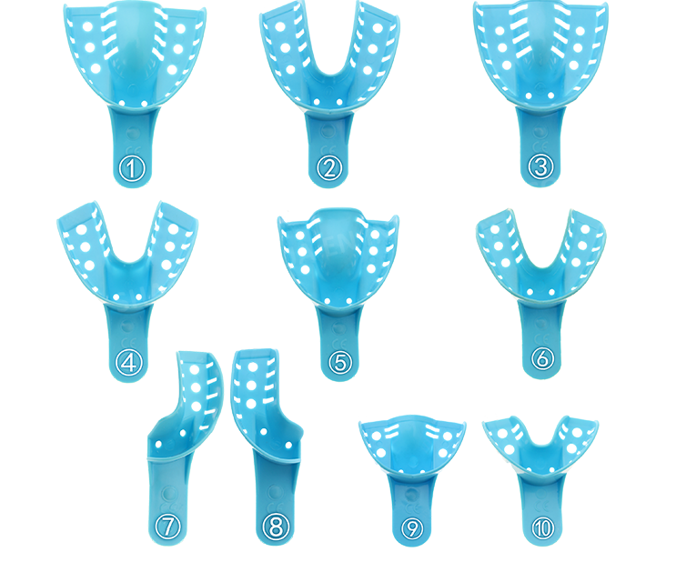 Dental Impression Trays Perforated Plastic Multiple Sizes Available 12/Bag