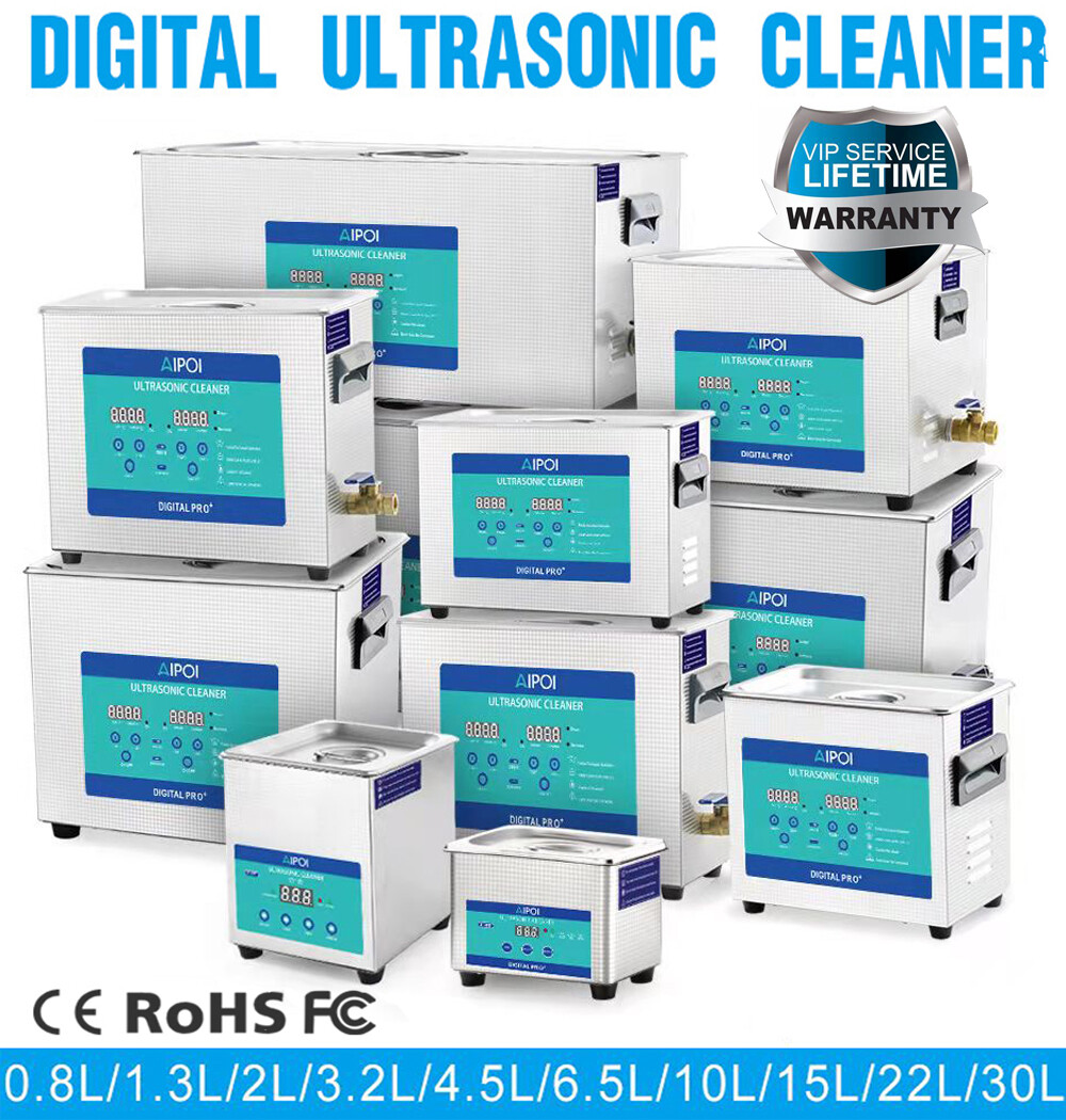 0.8L-30L Ultrasonic Cleaner Stainless Steel Industry Heated Heater w/Timer